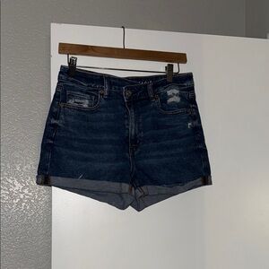 American Eagle - Mom Shorts Blue High-Waisted Jean Shorts with Cuffed Hem